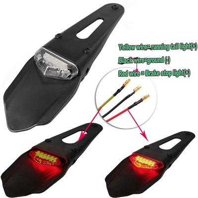 Motorrad Universal 12V LED Rücklicht Bremsleuchte mit Heckfender Kennzeichenhalter Halter für Enduro Off-Road