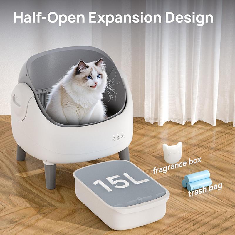 Self Cleaning Litter Box Automatic Cat Litter Box with Open-Top Design APP Control Dual Safety Sensors Suitable for Multi-cats