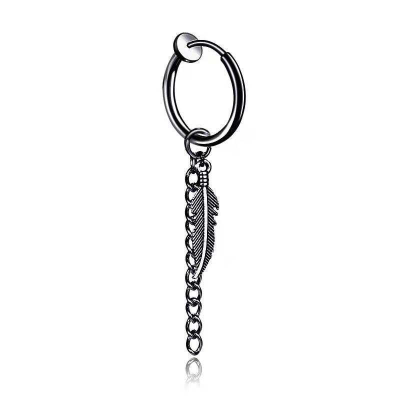 Men's and Women's Hip-hop Cool Street Hipster Personalised Feather Cold Wind Bungee Ear Clips