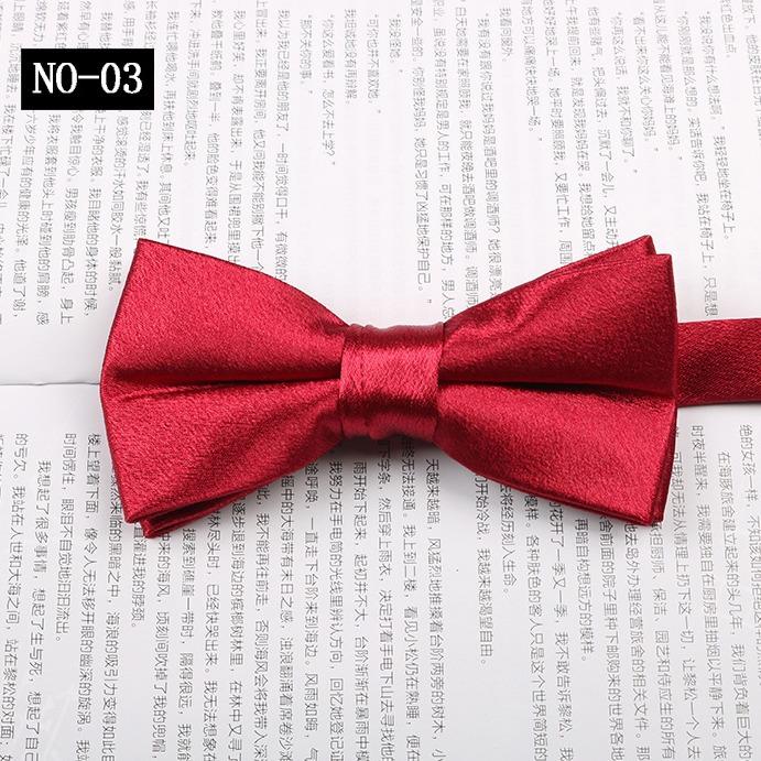 Bow Tie Men'S Business Wedding Suit Banquet Hosting Photography Solid Color Black And Red Glossy Bow Bow Flower