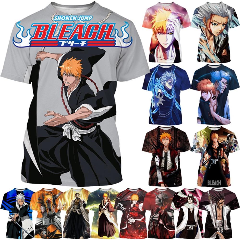 Sommer Rundhals 3D Japanischer Anime Bleach Aufdruck Top Modisch Lässig Kurzärmelig Kinder Jungen T-Shirts