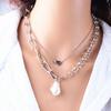 New Baroque Special-shaped Imitation Pearl Necklace Women's Simple and Versatile Love Two-piece Set