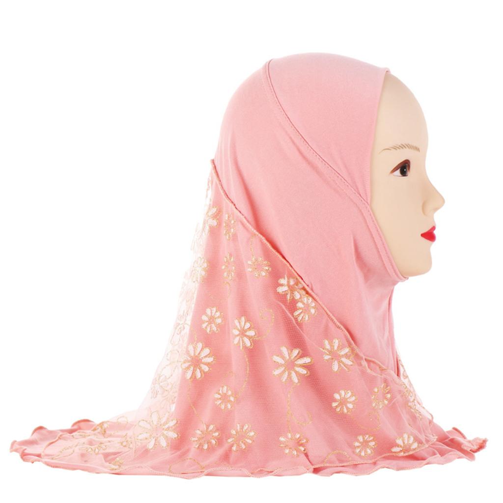 Muslim Children Kids 2 Layer Girls Islamic Scarf Arab Shawls Hijab For 7-11-Year Muslim Children