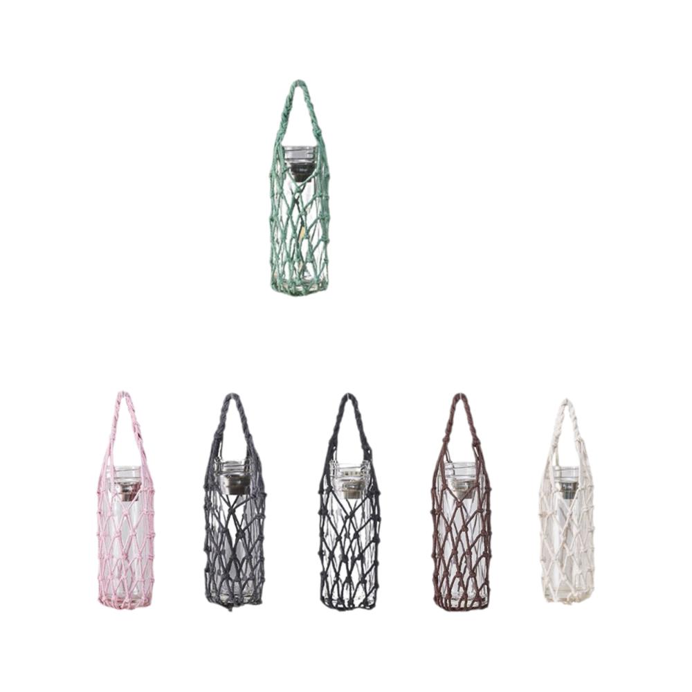 Hand Woven Water Cup Mesh Bag Manual Can Be Suspended Cup Sleeve Weave Cotton Rope Cup Accessories For Sport Camping Accessories