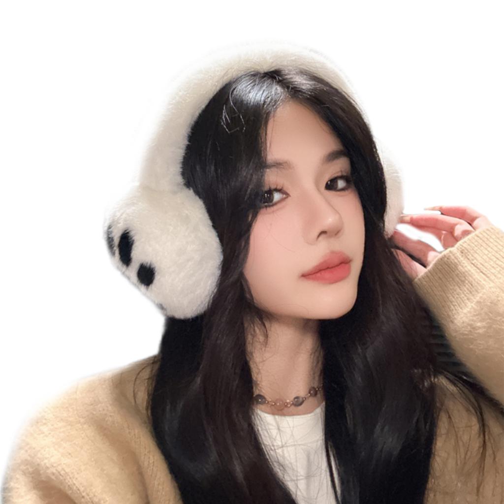 Foldable Plush Ear Muffs With Bowknot/Paws Pattern For Women And Girls Winter Outdoor Activity Ear Protectors