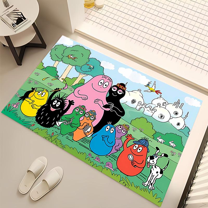 1pc Barbapapa Print Area Rug - Soft, Washable Non-Slip Indoor Mat, Living Room, Home Office Decorative Rug,Office Decorative