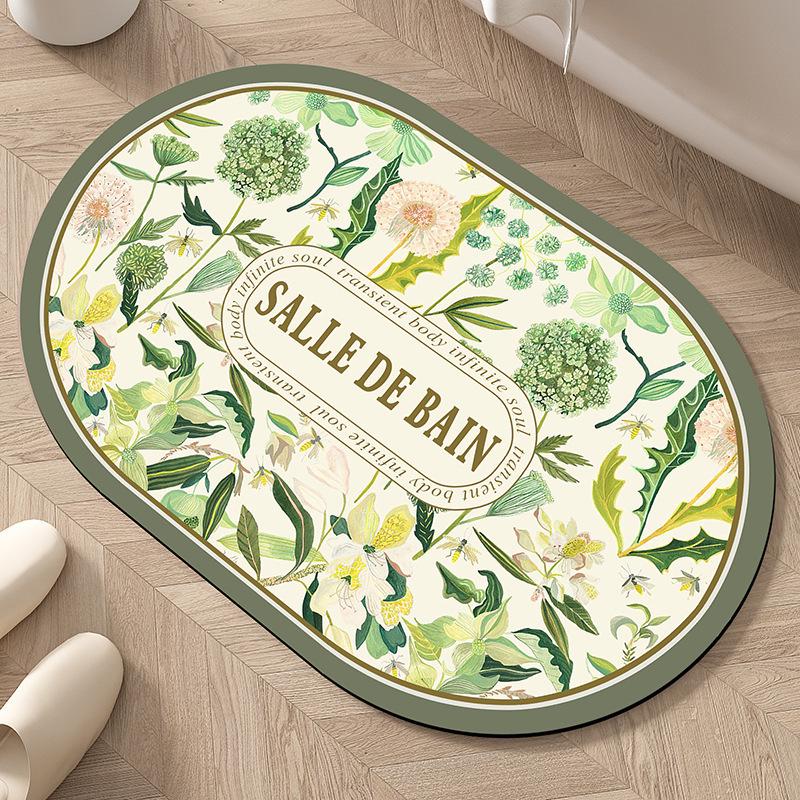 American Floral Diatomaceous Earth Bath Mat - Dirt-Resistant, Easy-Clean, Water-Absorbent, Fast-Drying.