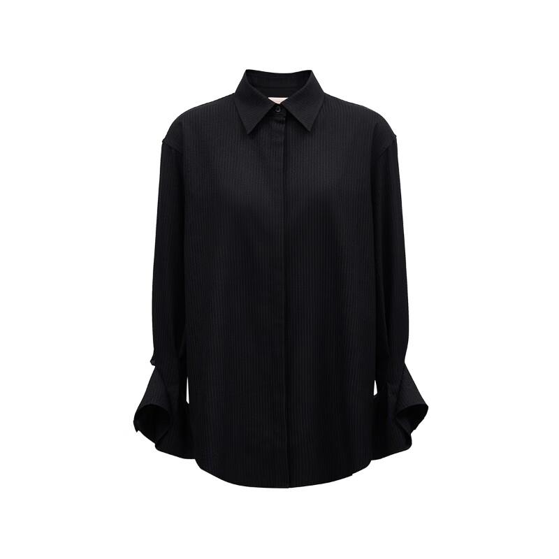 VEROMODA Women's Striped Lapel Irregular Hem Casual Shirt