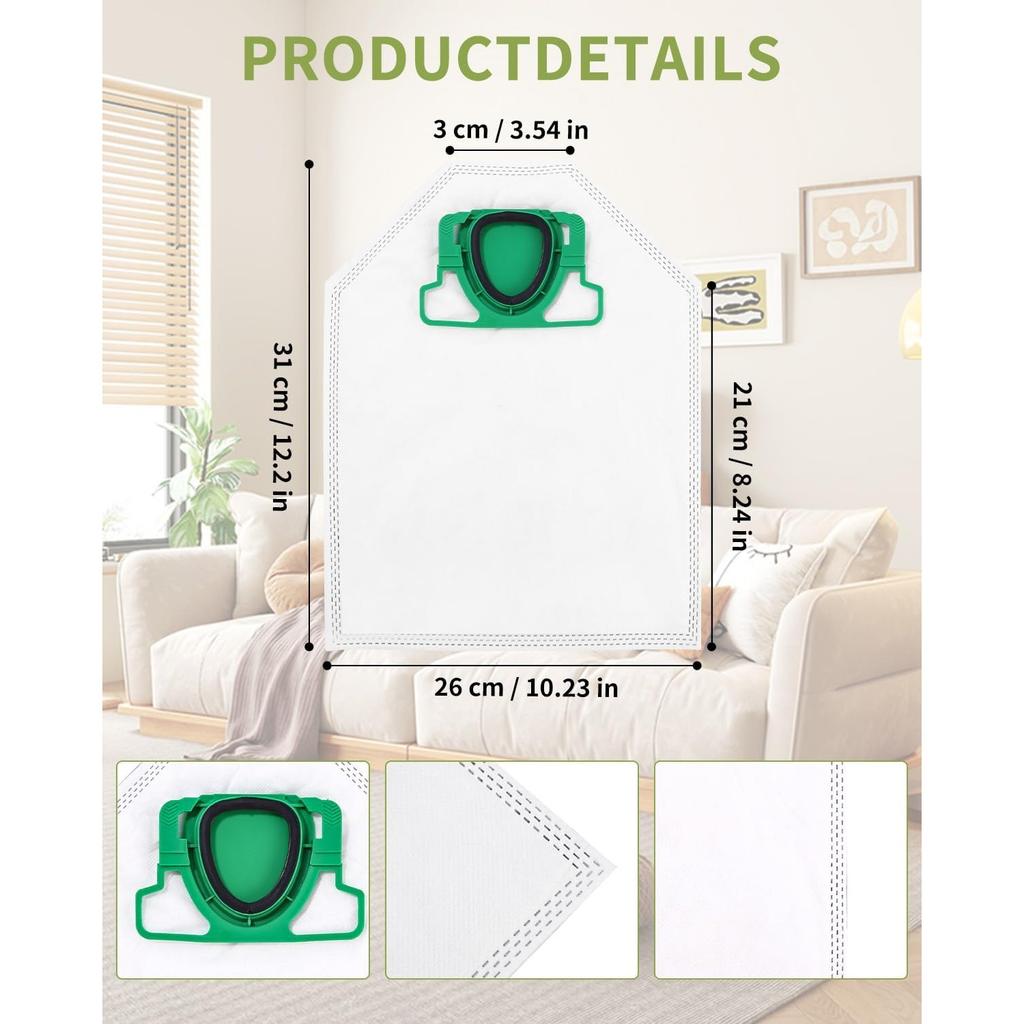 12 Vacuum Bags for Vorwerk Kobold VK200 FP200 Suction Station, Premuim Quality Dust Bag, Bag Accessories Suitable for Vorwerk Kobold VK 200, FP 200