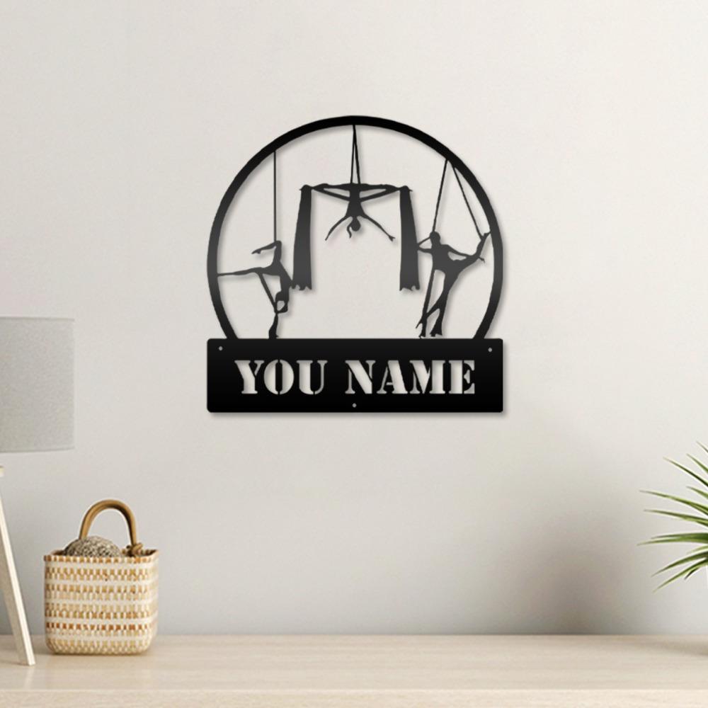 Single Piece Custom Metal Wall Art Customized Aerial Hoop Design for Studio Holiday Christmas Decor