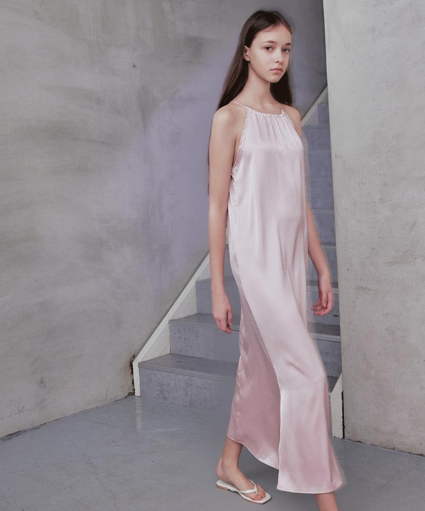 Rank 5 [Nellie] Satin Halterneck Dress_ Pink