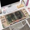Niedliche Katze Großes Gaming-Tastatur-Mauspad XL Grüne Pflanze Computer-Gamer-Tablet-Mauspad Langes Mauspads XXL x Spiel-Mausmatten