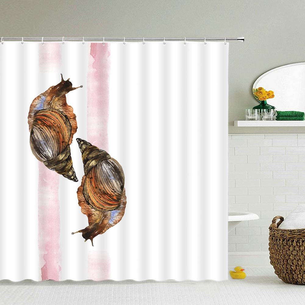 Seestern-Duschvorhang Aus Polyester – Aquarell-Design Mit Korallen & Muscheln, 183 X 183 Cm, Inkl. 12 Haken