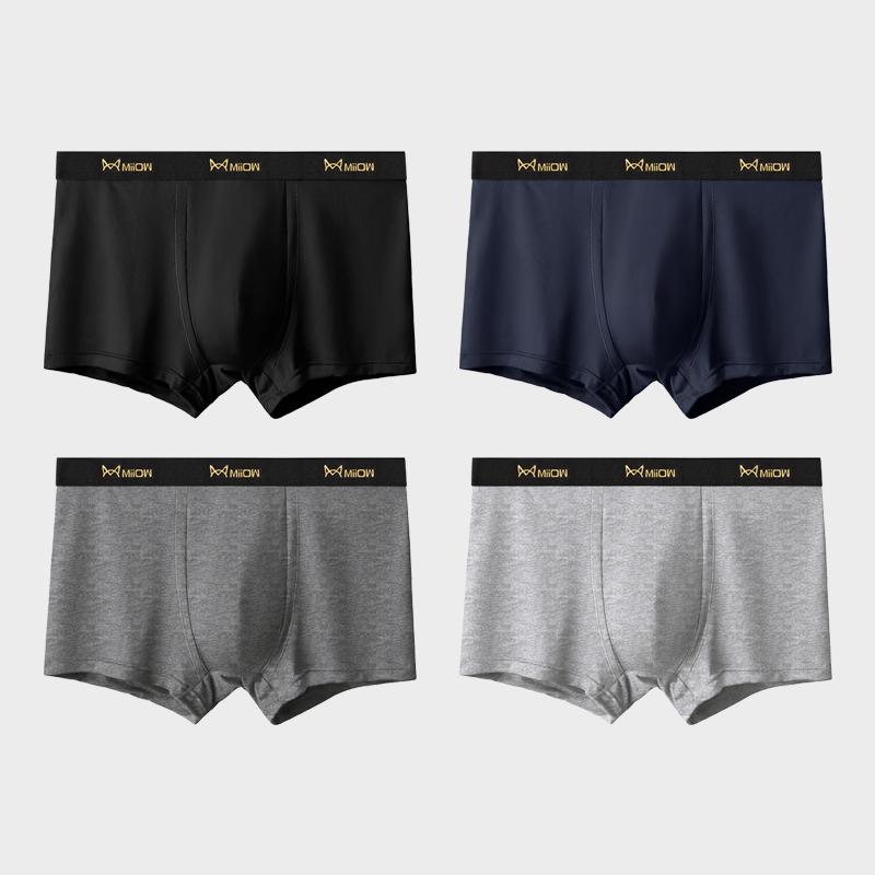 MiiOW 4 Stück Herren Unterwäsche Boxershorts Jugend Baumwolle Herren Boxershorts, Atmungsaktive Unterwäsche