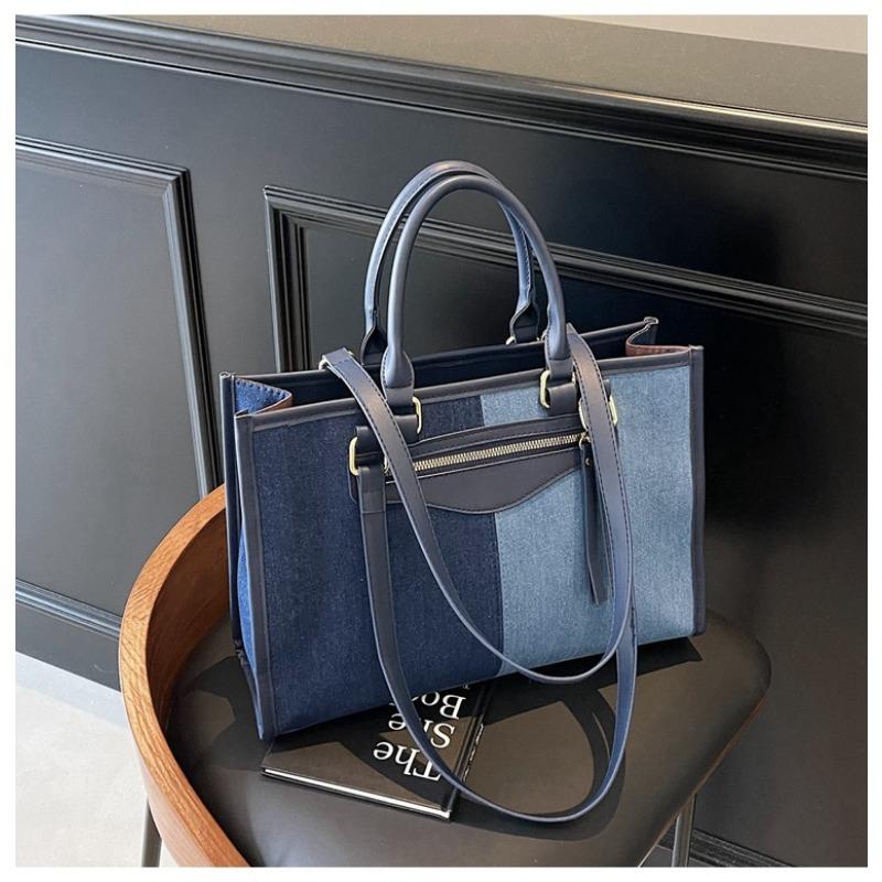 

Вместительная сумка-тоут женская новая высококачественная текстура, сочетание цветов, простая наплечная сумка через плечо темно-синий