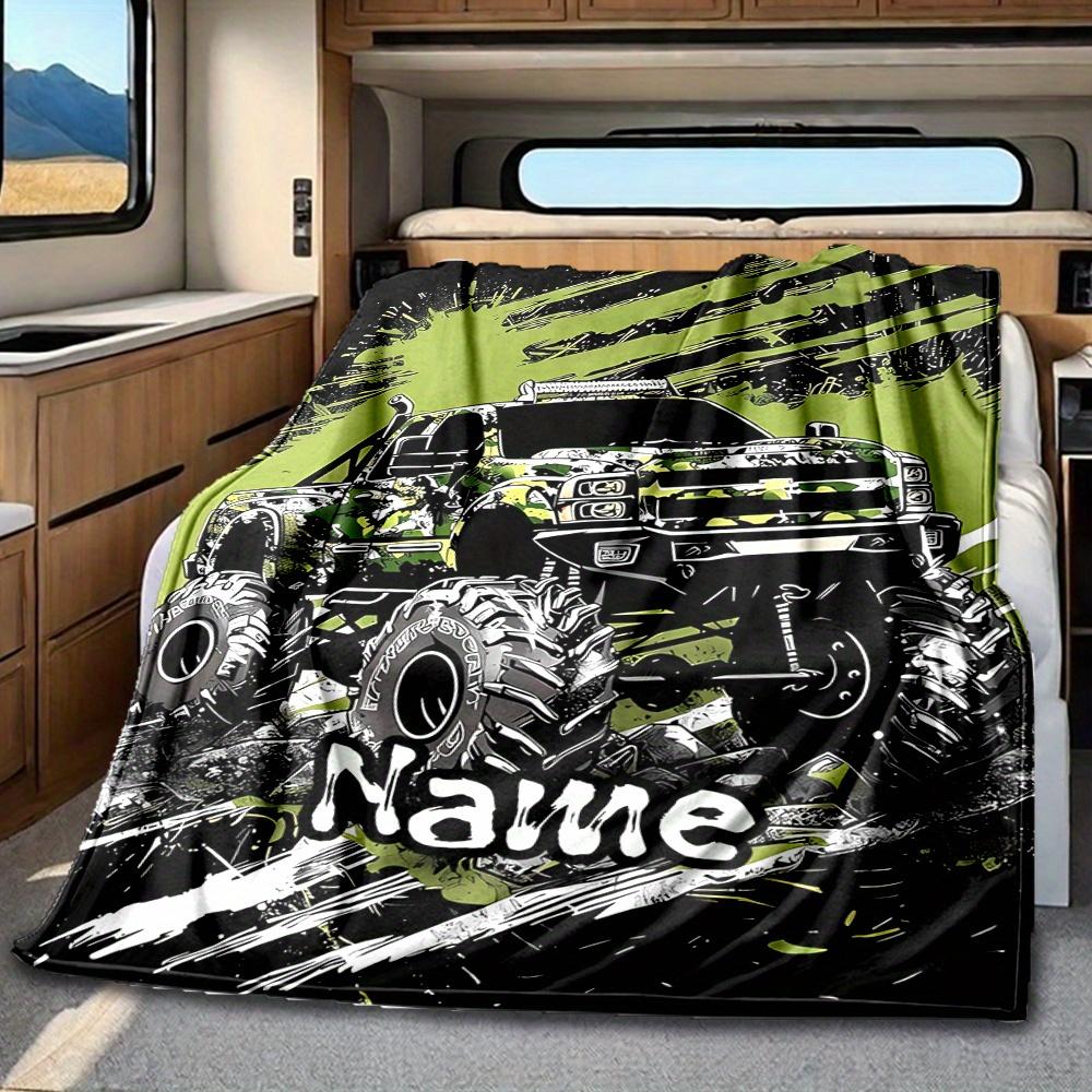 Camouflage Monster Truck Blanketcustomize Your Name Lightweight Comfortable And Stylish Blanket For Travel Bed Home Chair Office Sofa And Camping All