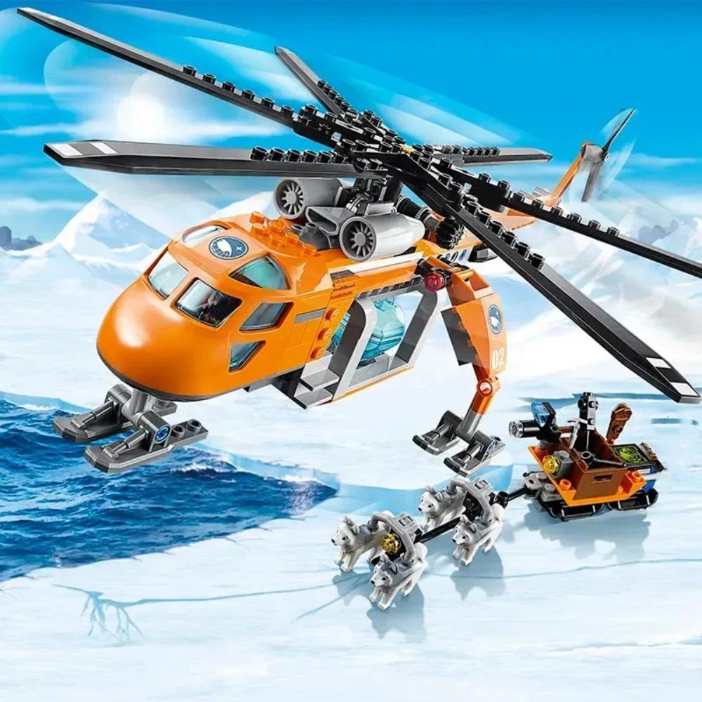 Set di mattoncini compatibili Serie Città Blocchi da costruzione Elicottero Artico Aeroplano Cane Husky Giocattoli per bambini Regali da assemblare 60034