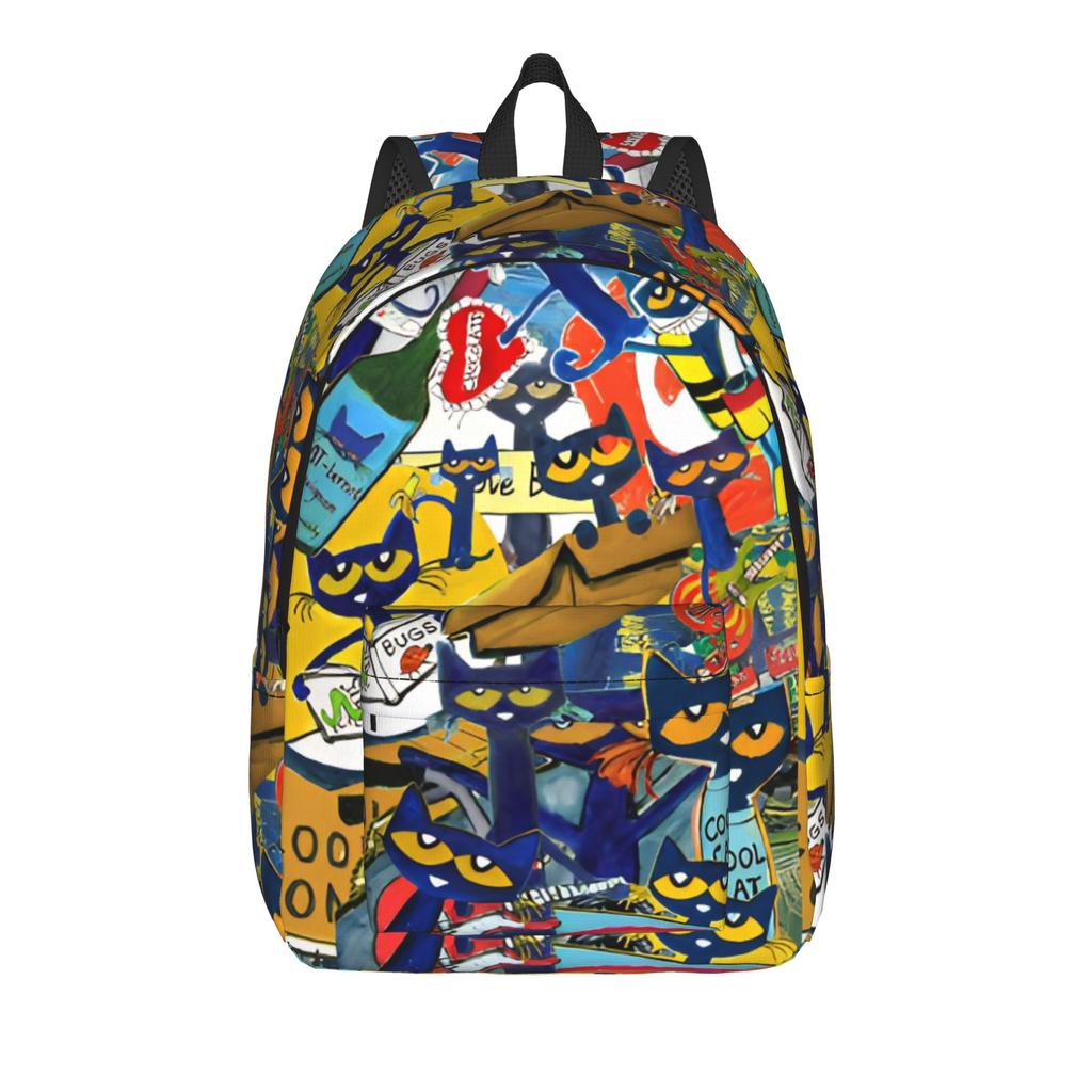 Pete the Cat Cool Kitten Casual Backpack Sports High School Business Cartoon Daypack Laptop Computer Canvas Bags