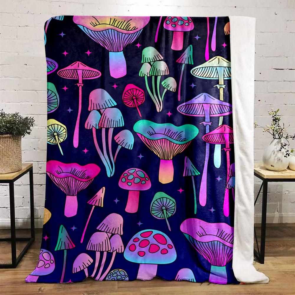 Colorful Mushroom Pattern Blanket for all seasons blanket lunch break throw gift