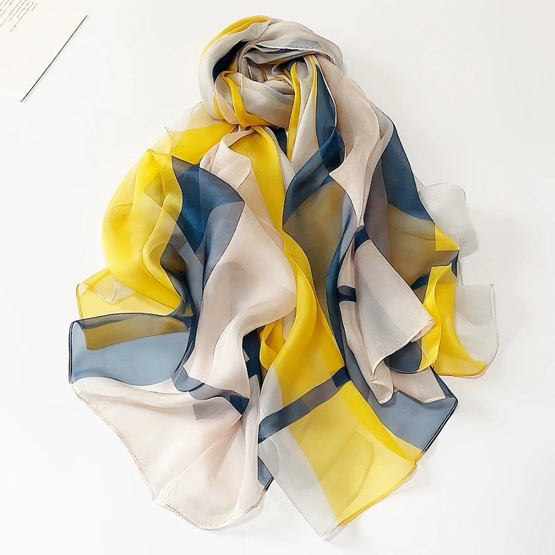 

Spring Summer Women Large-size Printed Beach Shawls Muslim Hijabs Travel Thin Sunscreen Scarf/Scarves 100% Silk Beach Scarf 180x110cm