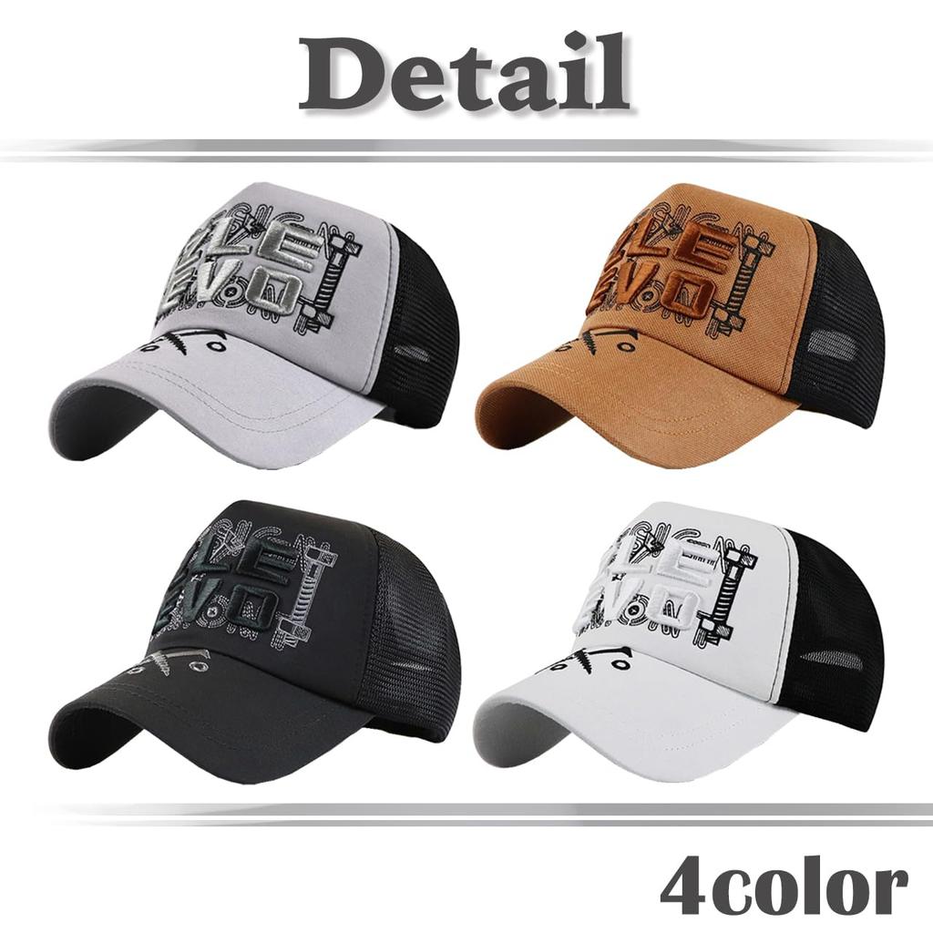 Mesh English CA747 [White Fang] Cap, Letters, Logo, Hat, Running, Outdoor, Men's, Women's, (White)