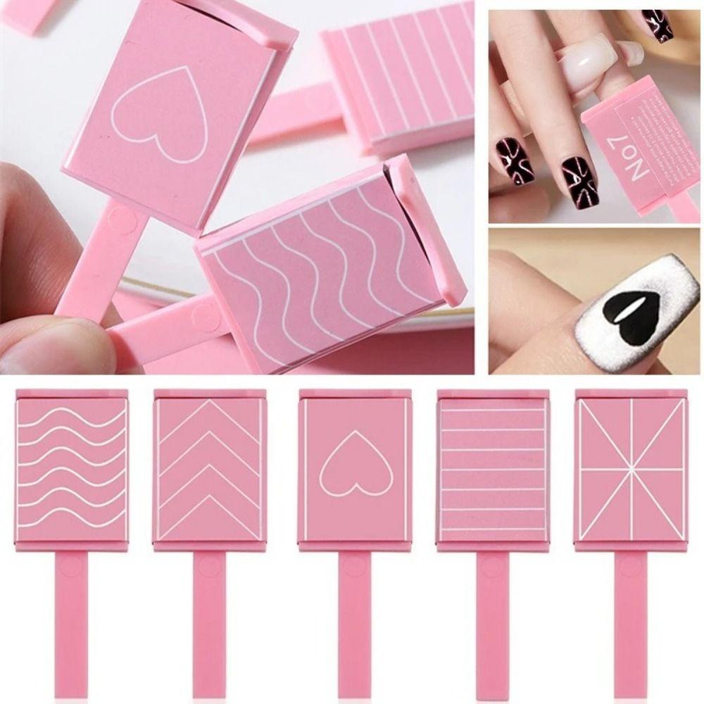 5pcs/set Gel Polish Cat Eye Magnetic Stick Professional Portable Nail Art Magnets Bar Easy To Use Heart Wave Stripe Pattern