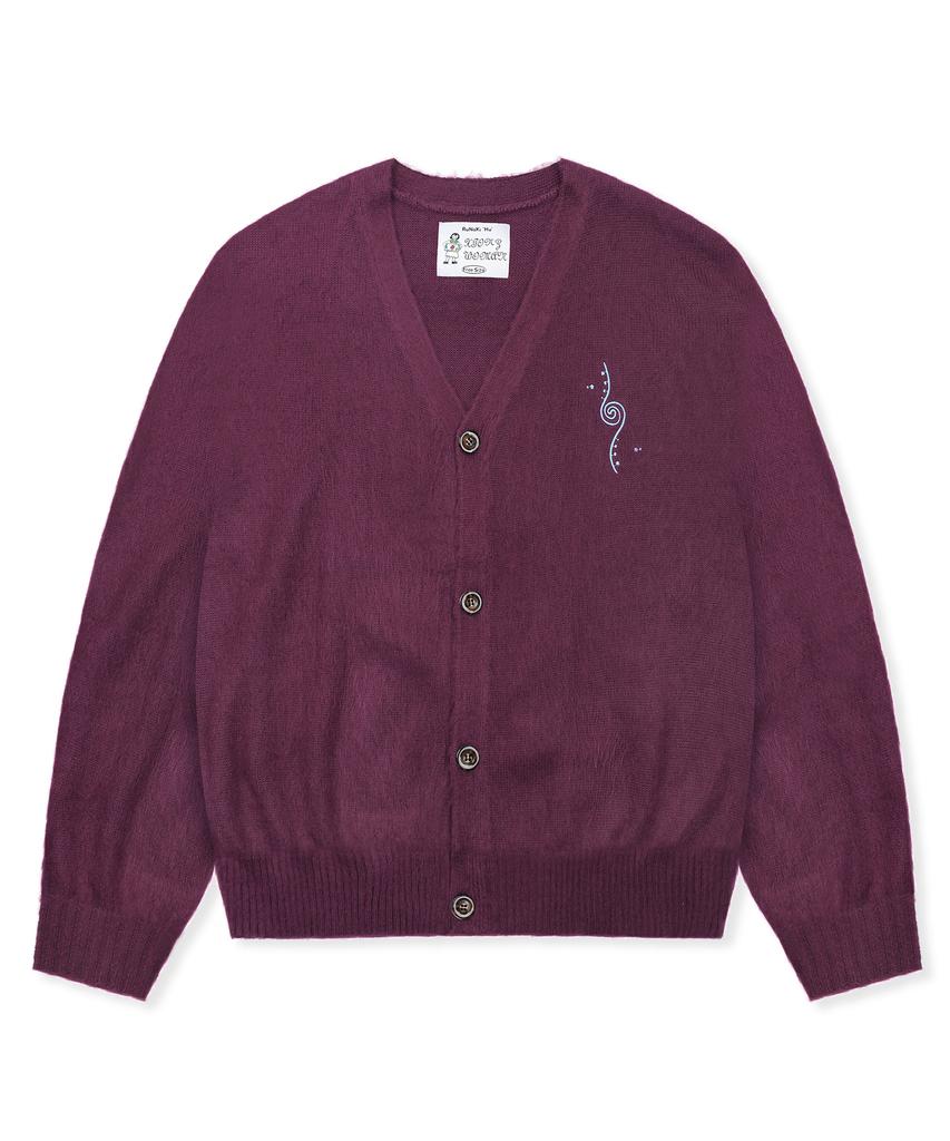 Runaki'Hu' Wxk027 Fluffy Loose Fit Cardigan (Burgundy)