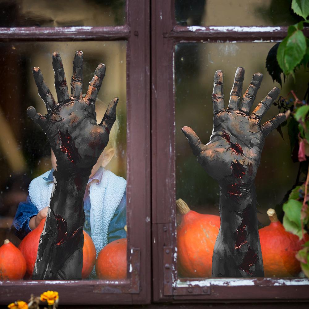 Halloween Horror Zombie Palm Balcony Glass Showcase Home Decoration Static Window Stickers