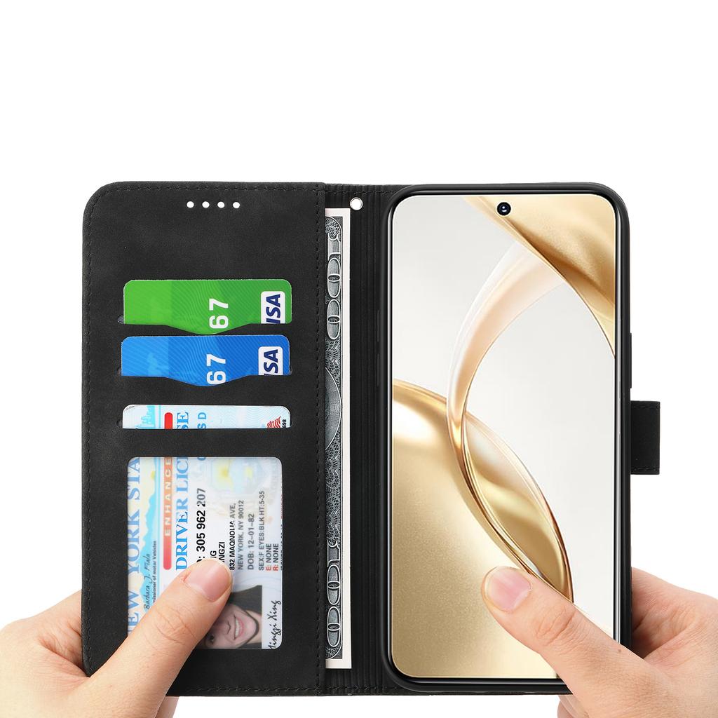 DIERFENG DF-03 For Huawei nova 14 Pro 5G Case Lines Imprint Wallet Leather Phone Cover with Wrist Strap
