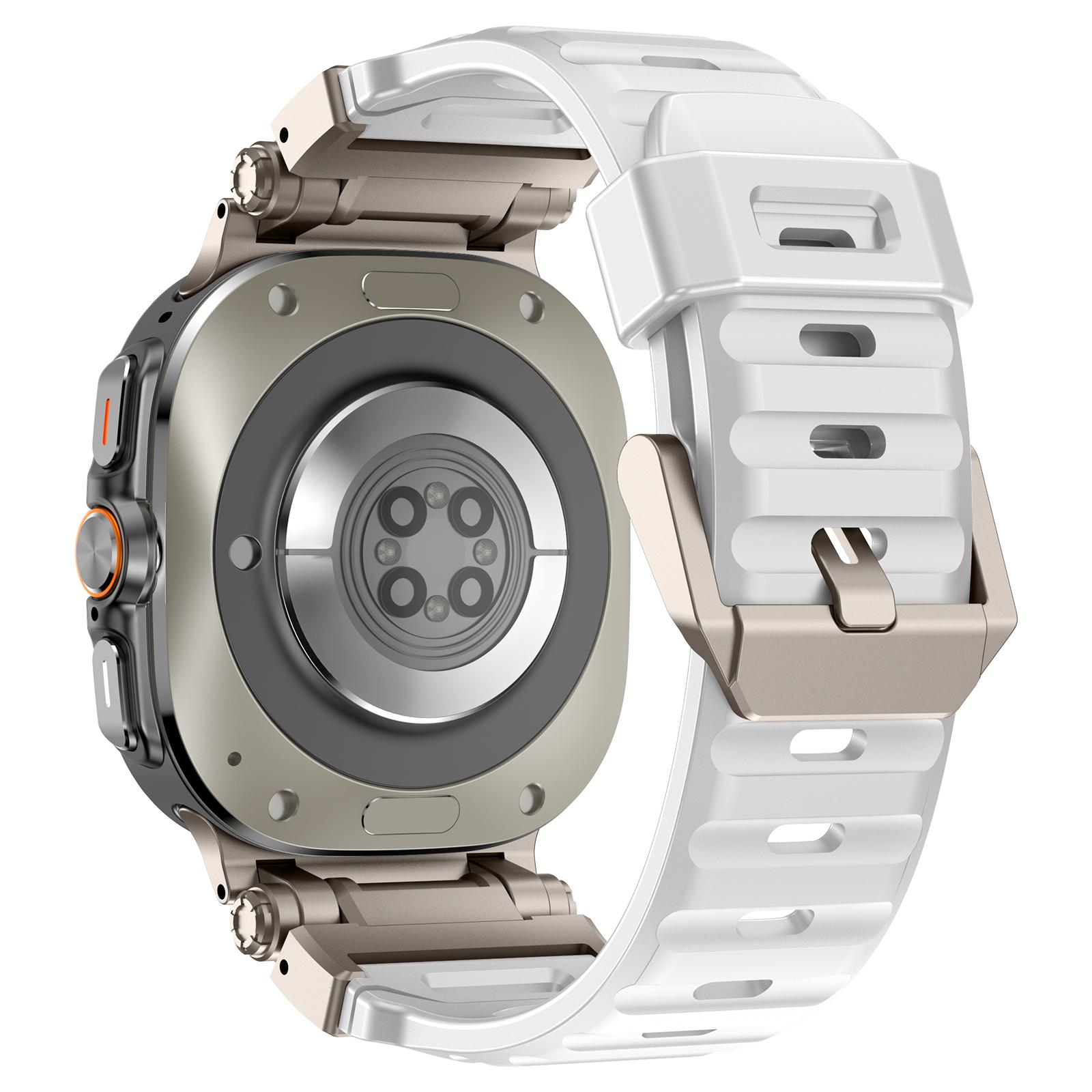 

For Samsung Galaxy Watch Ultra 47mm Fluorubber Watch Strap Metal Connector Wrist Band K