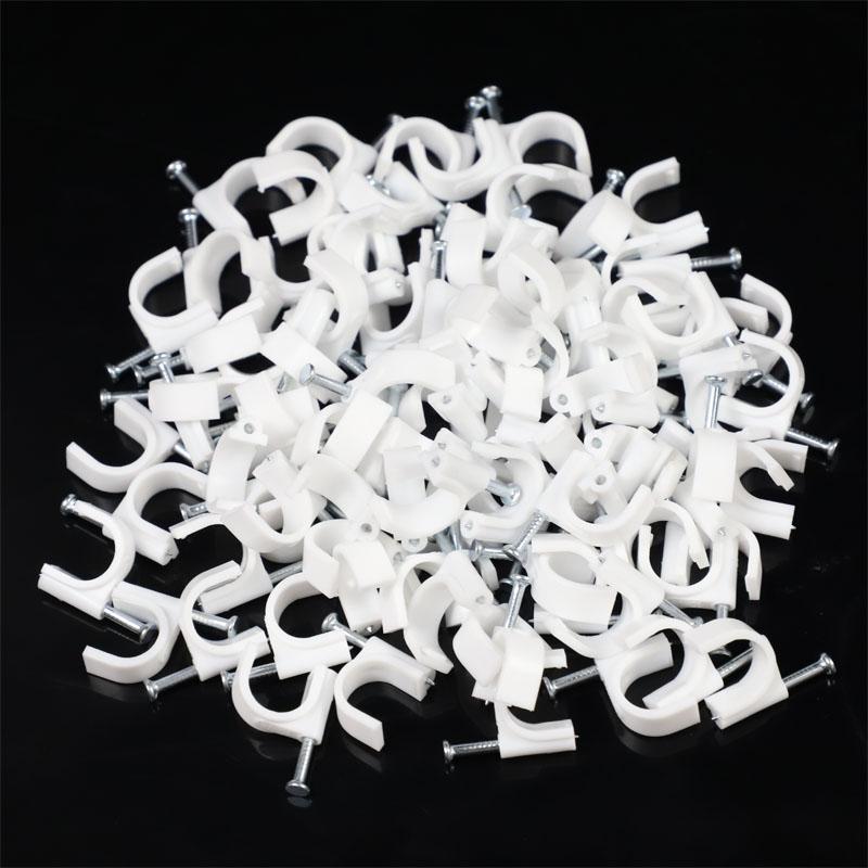 100pcs Cable Clips 4/6/8/10/12/14/16/20mm Cable Wire Clips Nail In Cable Clips Cable Tacks Coaxial Nail Clamps  Nails For Cords