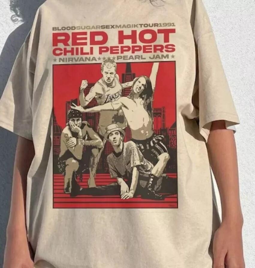 RHCP Tour 1991 Tee, Red Hot Chili Peppers Rock Band 2026 Unisex Tshirt S-5XL XXL