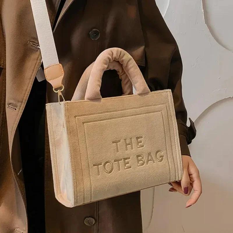 

Female Square Tote Crossbody Bag Aesthetic Velour Elegant Letter Print Ladies Shoulder Bags Top Handle Women s Charisma Handbags