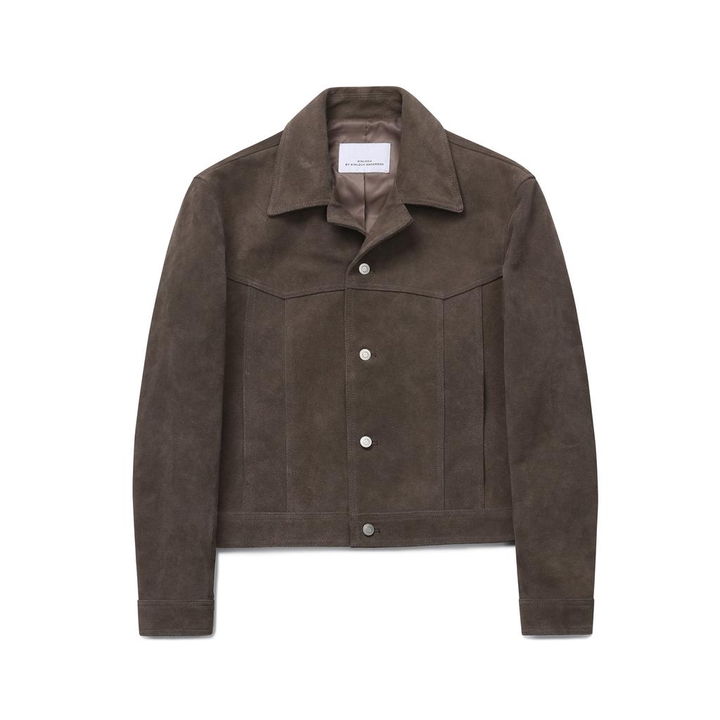 Connect Kinloch [Real Leather] Cow Suede Trucker Jacket (Ash Brown)