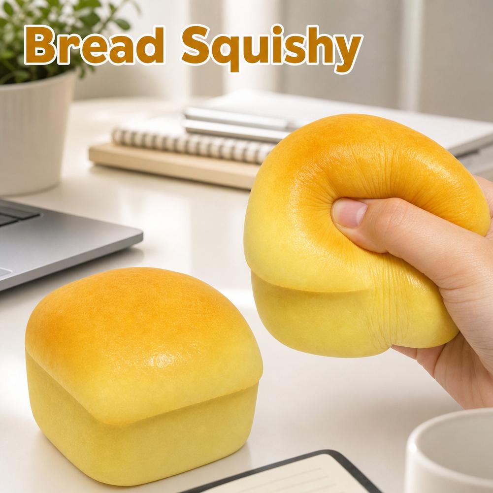 Cute Bread Squeeze Toy Slow Rising Simulated Toast Stress Relief Fidget Sensory Toy For Kids Adults Anxiety Adhd Desk Gift