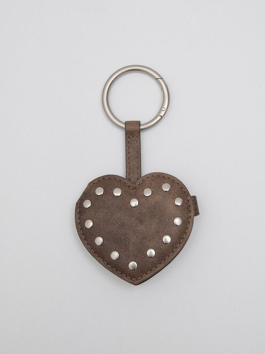 ROLAROLA HEART STUD MIRROR KEYRING BROWN