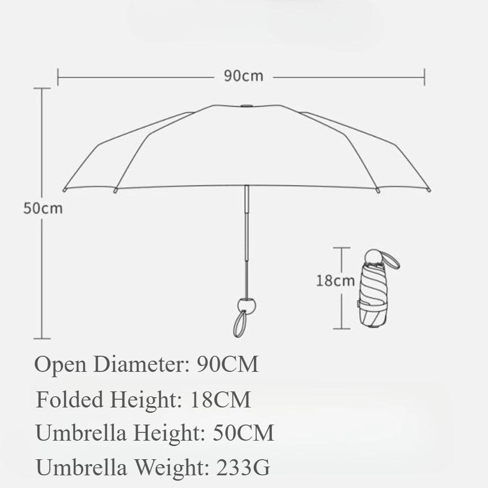 18CM 6 Ribs Lightweight Compact Pocket Umbrella with Storage Box Folding Travel Umbrella for Daily Life Sunny and Rainy Days