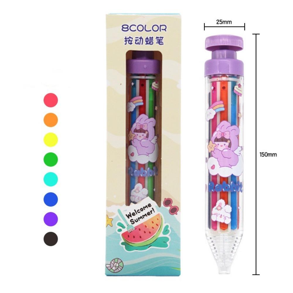 Rotate Kids Crayons 8-in-1 Pressing Crayons New Drawing Pen  Art Graffiti Set