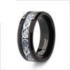 European Dragon Pattern Tungsten Steel Ring with Gold and Silver Flakes - Men's High-End Style