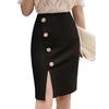 Women's High Waist Pencil Skirt Midi Length Split Hem A Line Skirts Casual