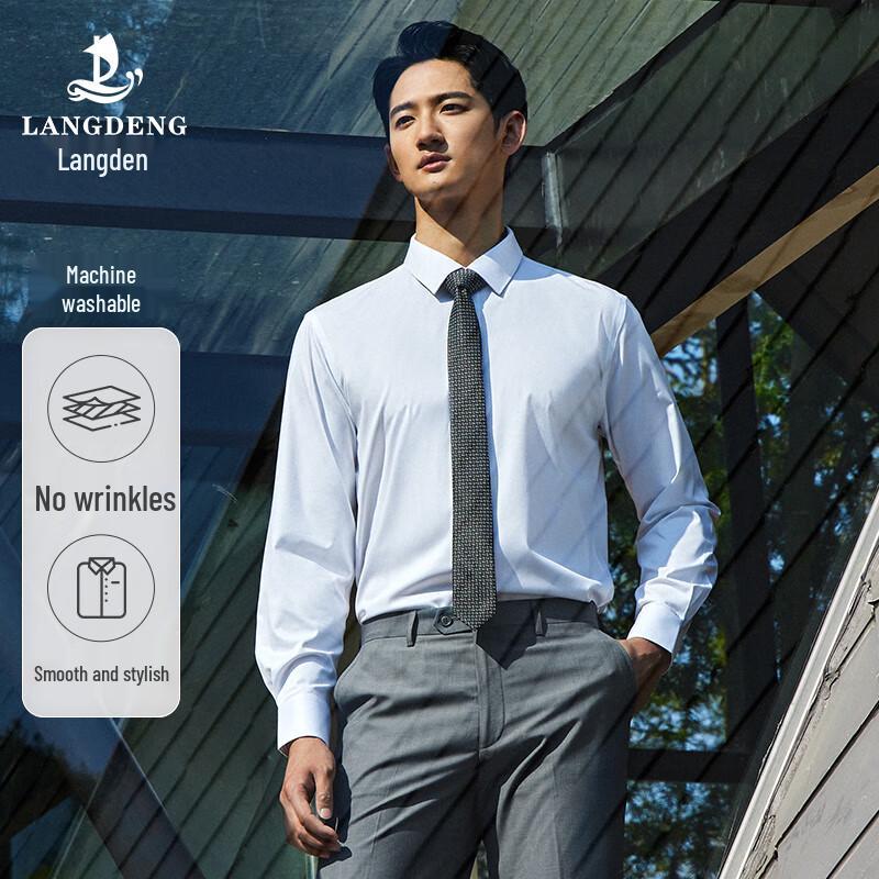 Langdeng Men s Anti-Wrinkle Long-Sleeve Dress Shirt 42 (180/100A)