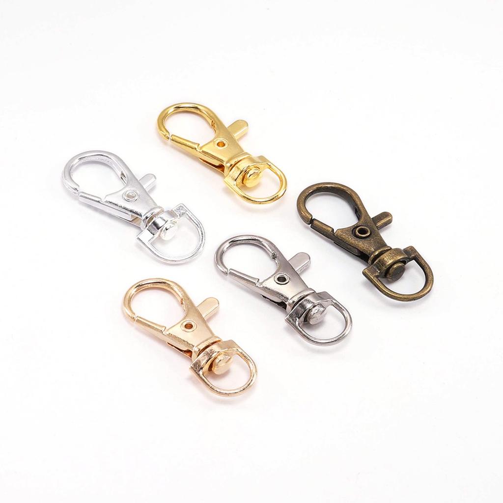 10Pcs/Lot Swivel Lobster Clasp Hooks Keychain Split Key Ring Connector for Bag Belt Dog Chains DIY Jewelry Making Findings