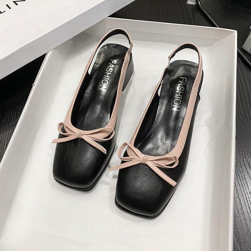 Summer Women's Flats Sliver Boat Shoes Square Toe Slip On Flat Shoes for Woman Ballet Flats Comfortable Bow Women's Sandals