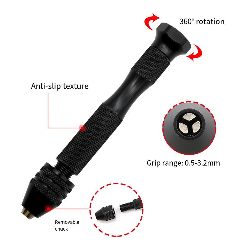 1PC Manual Punching Tool Nuclear Engraving Aluminum Alloy Punch Manual Hand Twist Drilling, Mini Manual Drilling Including Drill Bit