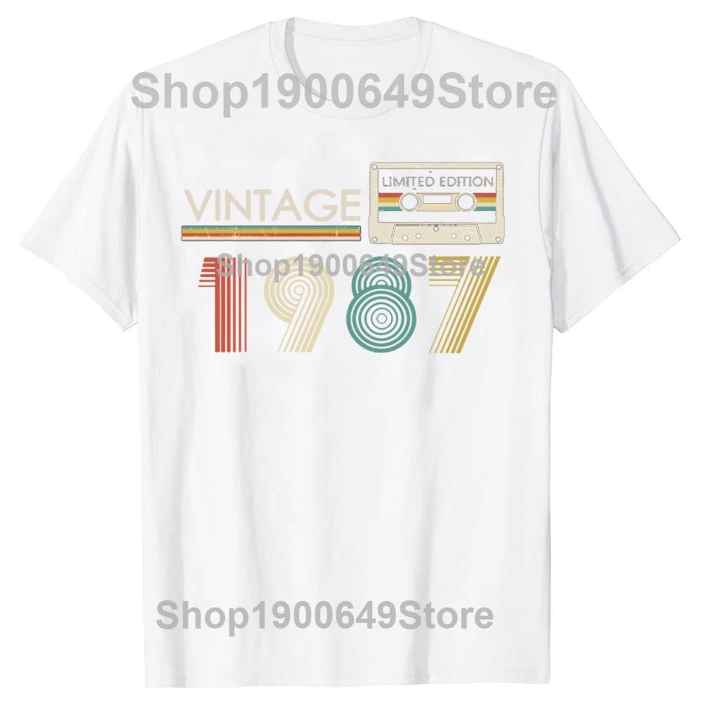 

Винтажный футляр для кассеты, сделанный в 1987 году, Ограниченная серия, 39-й, 39 лет, Футболки, Мужская повседневная футболка, Свободный, Оверсайз, Уличная одежда, Футболка S