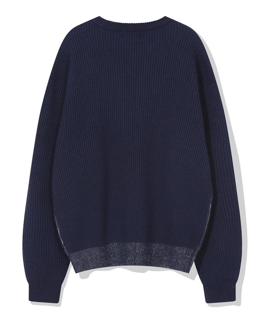 BEENTRILL Jacquard Logo Two-Tone Knit (Navy)