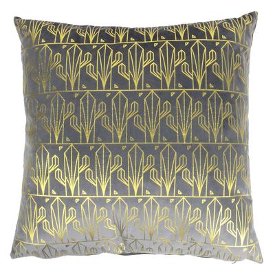 [Q3823] - Golden Gray 'Cactus' Velvet Cushion - 40 Cm