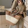 Borsa da Spiaggia in Paglia da Donna Borsa Estiva Grande Capacità Borsa a Spalla Borsa a Mano Intrecciata Borsa da Viaggio per le Vacanze