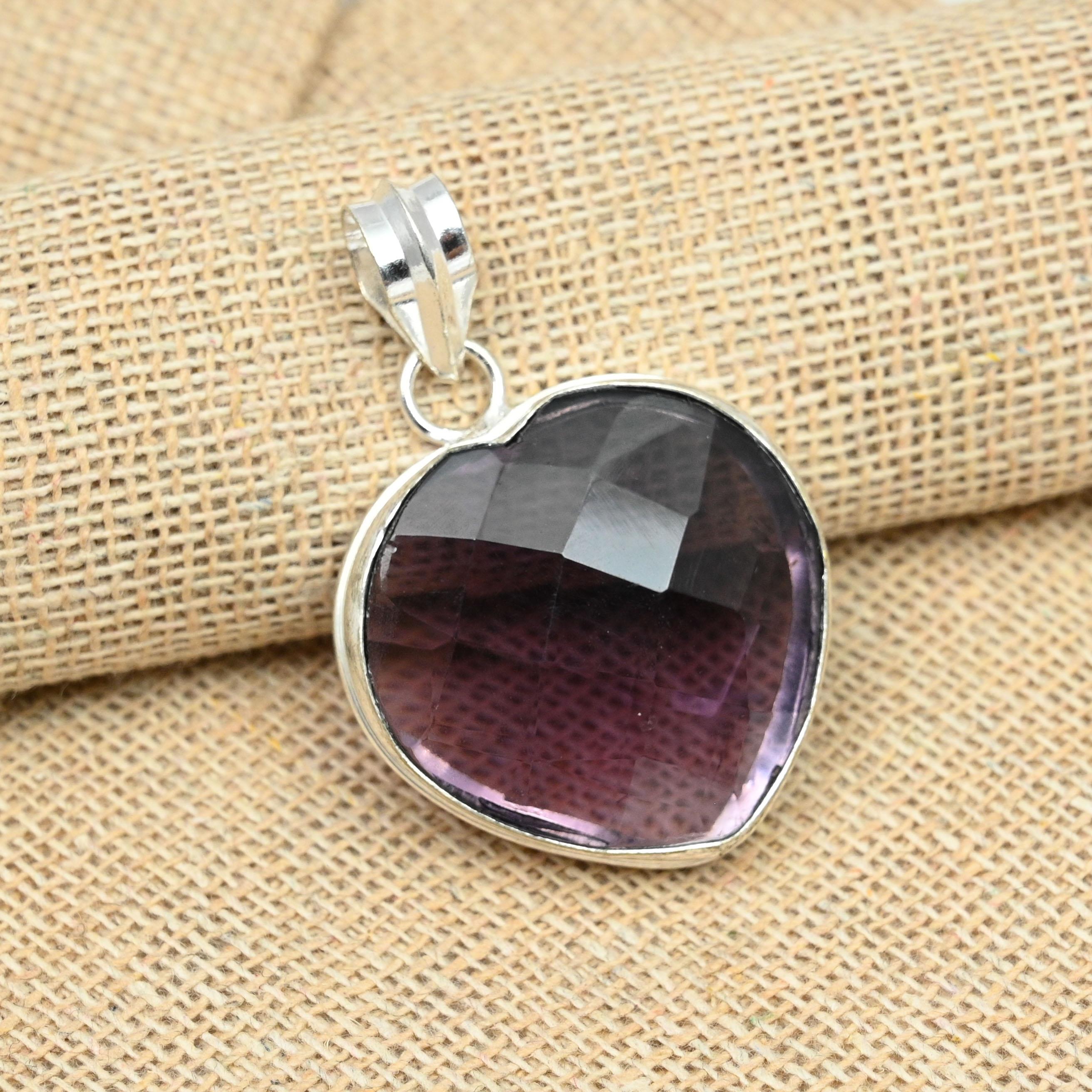 

Фиолетовый аметист драгоценный камень 925 стерлингового серебра ювелирные изделия ручной работы модный кулон 1.96 Inches фиолетовый