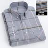 New Pure Cotton Business Men Oxford Shirt Long Sleeve Casual Plaid Striped with Chest Pocket Non-iron Autumn Spring
